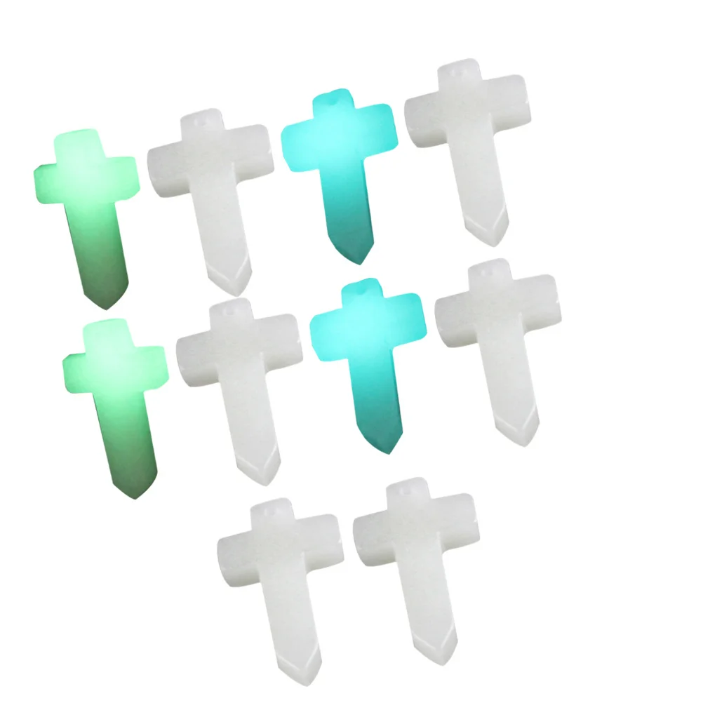 10 pcs Cross Pendant Simulation Luminous Stone Charm For Diy Jewelry Making Necklace Keychain Bracelet Craft Supplies Mixed