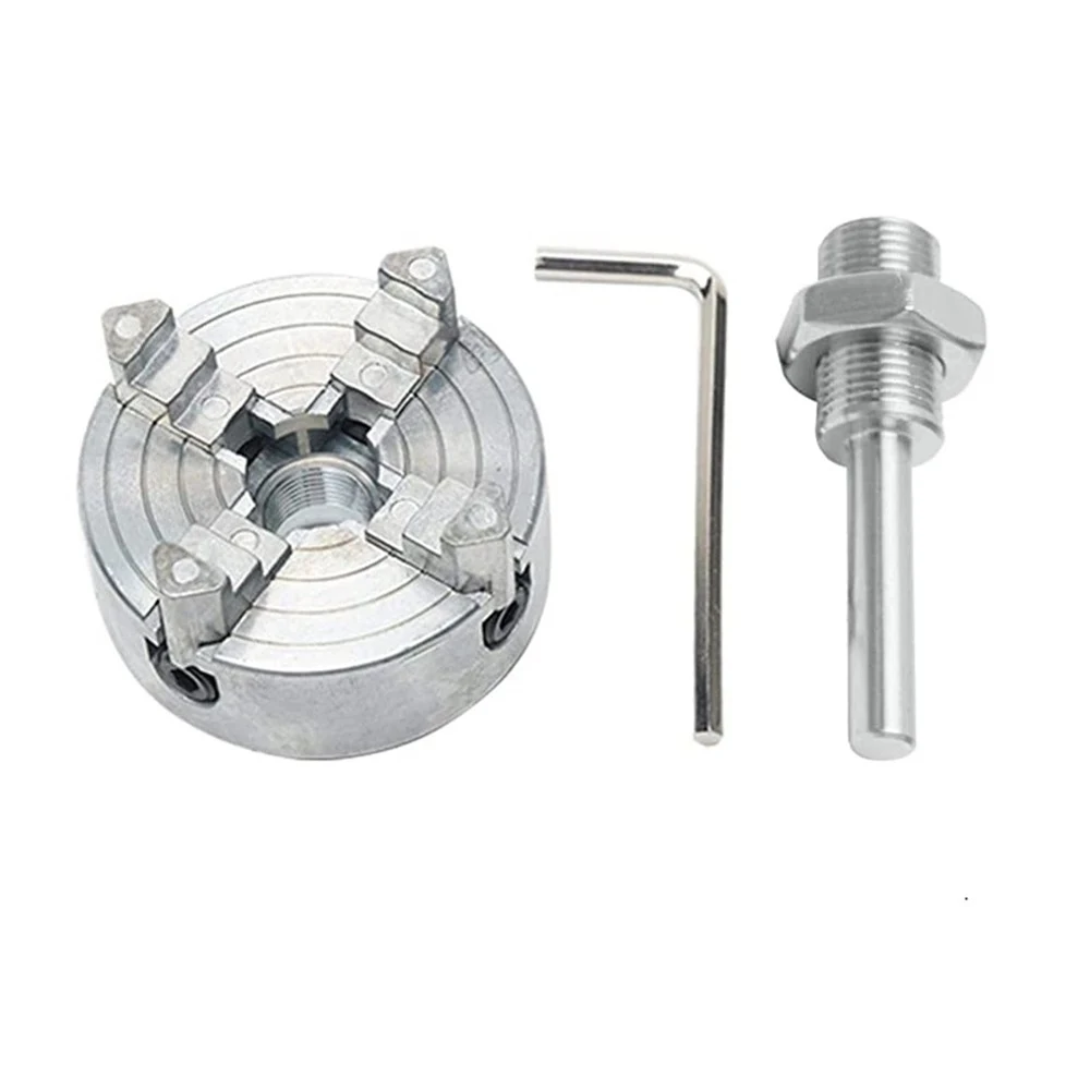 Zinc Alloy 4-Jaw Chuck Connecting Rod Self Centering Wood Turning Chuck Optional Clamp Accessory for Mini Metal Lathe