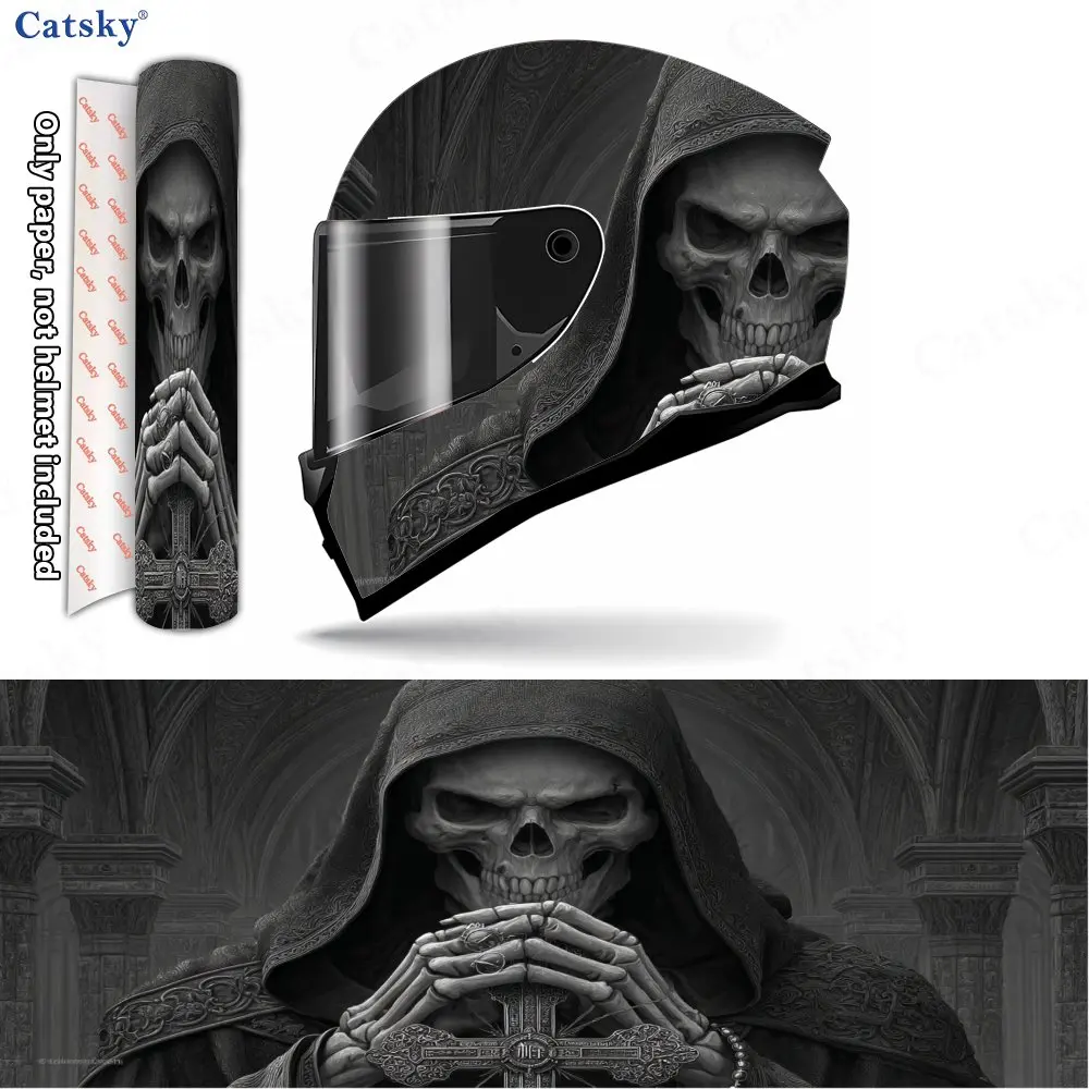 Solemn Reaper Pattern Helmet stickers , PVC Material Multifunctional Helmet Stickers, Scratch-Resistant & Fade-Proof, Easy to St