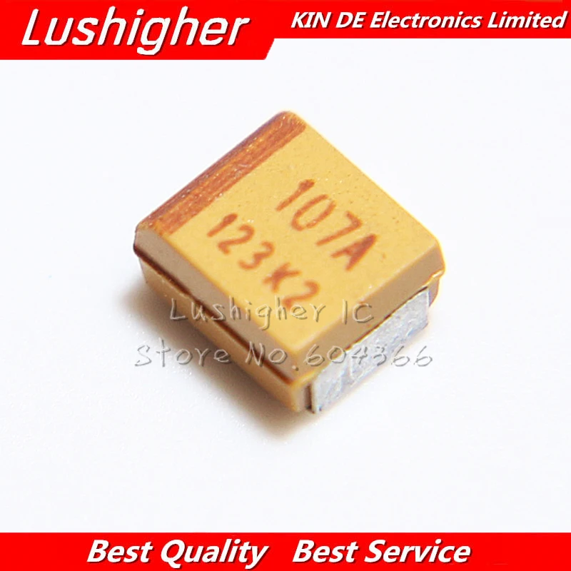 10 قطعة B حالة 3528 100 فائق التوهج 10V 107 107A SMD 10% التنتالوم مكثف TAJB107K010RNJ