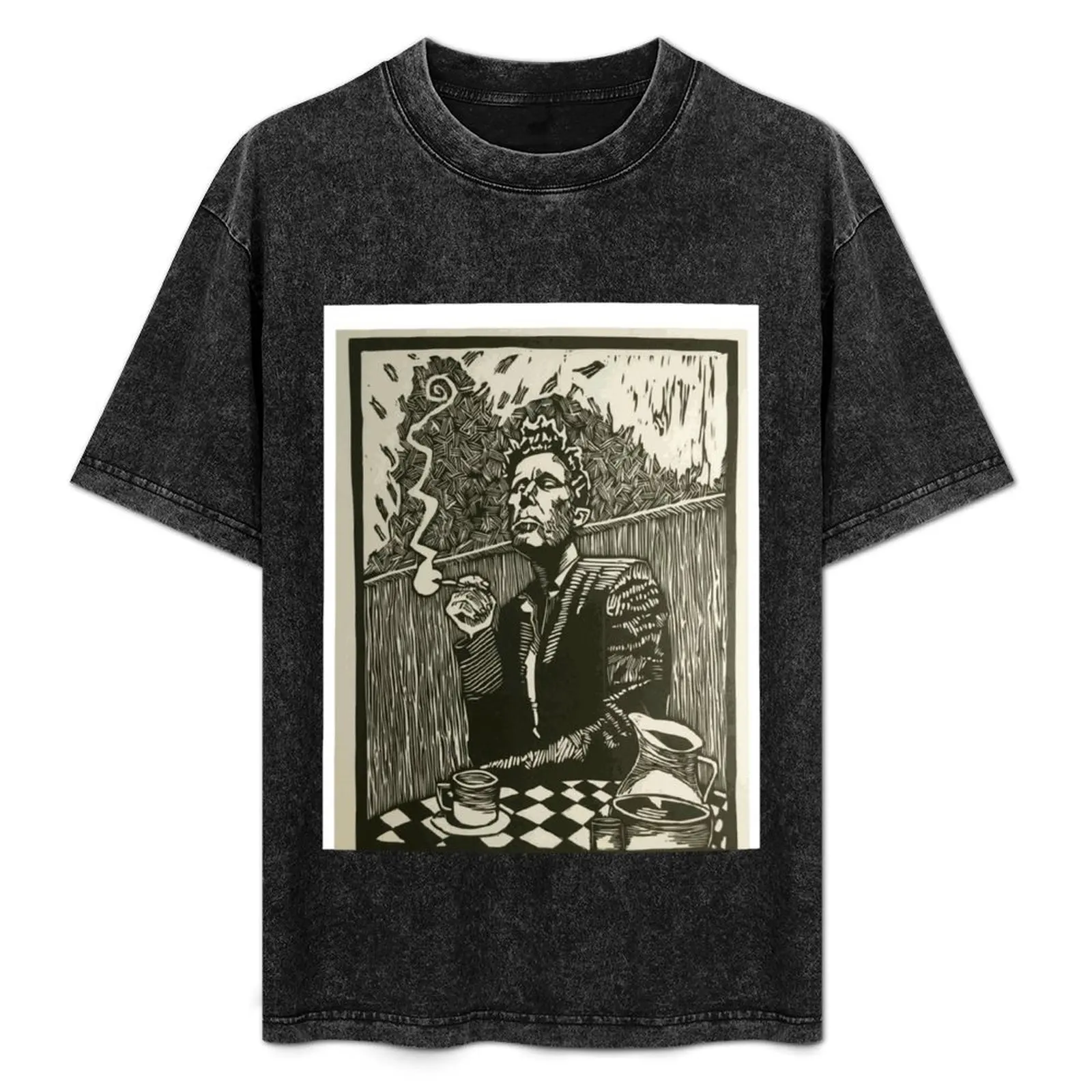 Tom Waits Smoking a Cigarette Graphite Artwork Graphic T-Shirt anime t shirts sports fans outfits for men