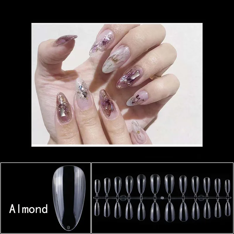 120Pcs Soft Gel Short Almond Fake Nail Tips Extension System Sculpted Full Cover Nail Ballerinas Capsules Press On Tips