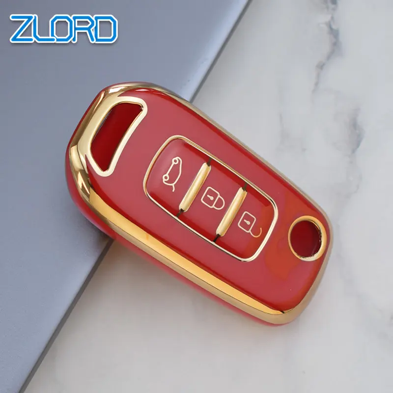 TPU Flip Car Key Case Capa, Chaveiro Borda Dourada, Renault Kadjar, Captur, Megane, Sandero, Stepway, Logan, Clio 5, Arkana, 2020, 2021