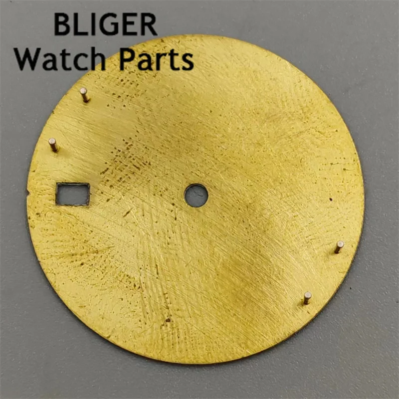 BLIGER 29mm off-white green watch dial fit NH35 NH36 movement fit 3 o\'clock crown 3.8 o\'clock crown Green luminous