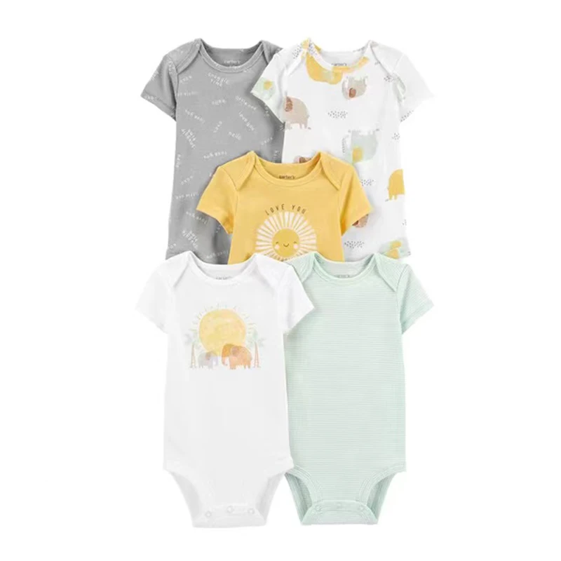 Summer Baby Bodysuits Boy Clothes Fashion Flower Cotton Short Sleeves Newborn Girl Clothing Jumpsuit Infant Outfits 6-24 Months