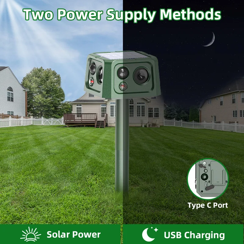 New 4-Sided Solar 360° Multi-Function Alarm LED Strobe Light