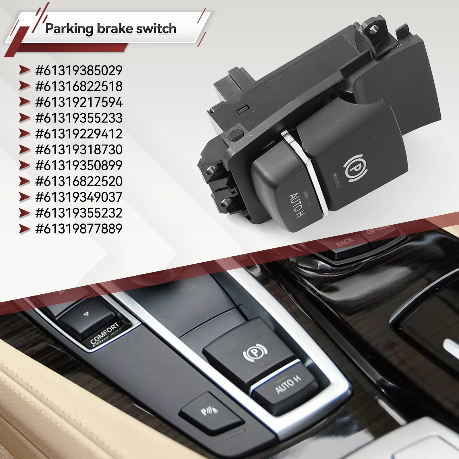 61319385029 For BMW 5 6 7 Series X3 X4 F02 F10 F11 F06 F12 F25 F26 Car Parking Hand Brake Park Control Switch Button 61319355233