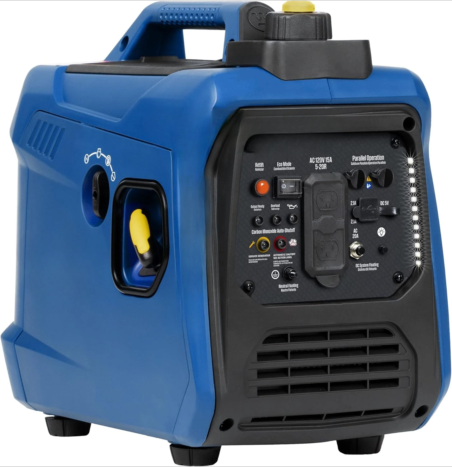 1500 Peak Watt Super Quiet & Lightweight Portable Inverter Generator, Gas Powered, CO Sensor, Parallel Capable, Lon