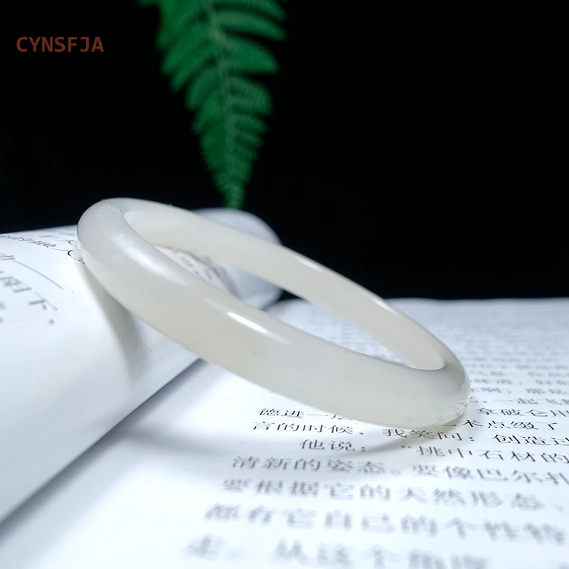 CYNSFJA New Real Certified Natural Hetian Jade Nephrite Women's Lucky Amulets Jade Bracelet Bangle 60mm High Quality Bless Gifts