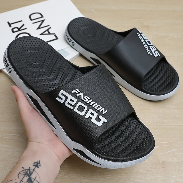 Kapcie męskie w dużych rozmiarach letnie sportowe slajdy antypoślizgowe gruba podeszwa oddychające modne wsuwane sandały plażowe
