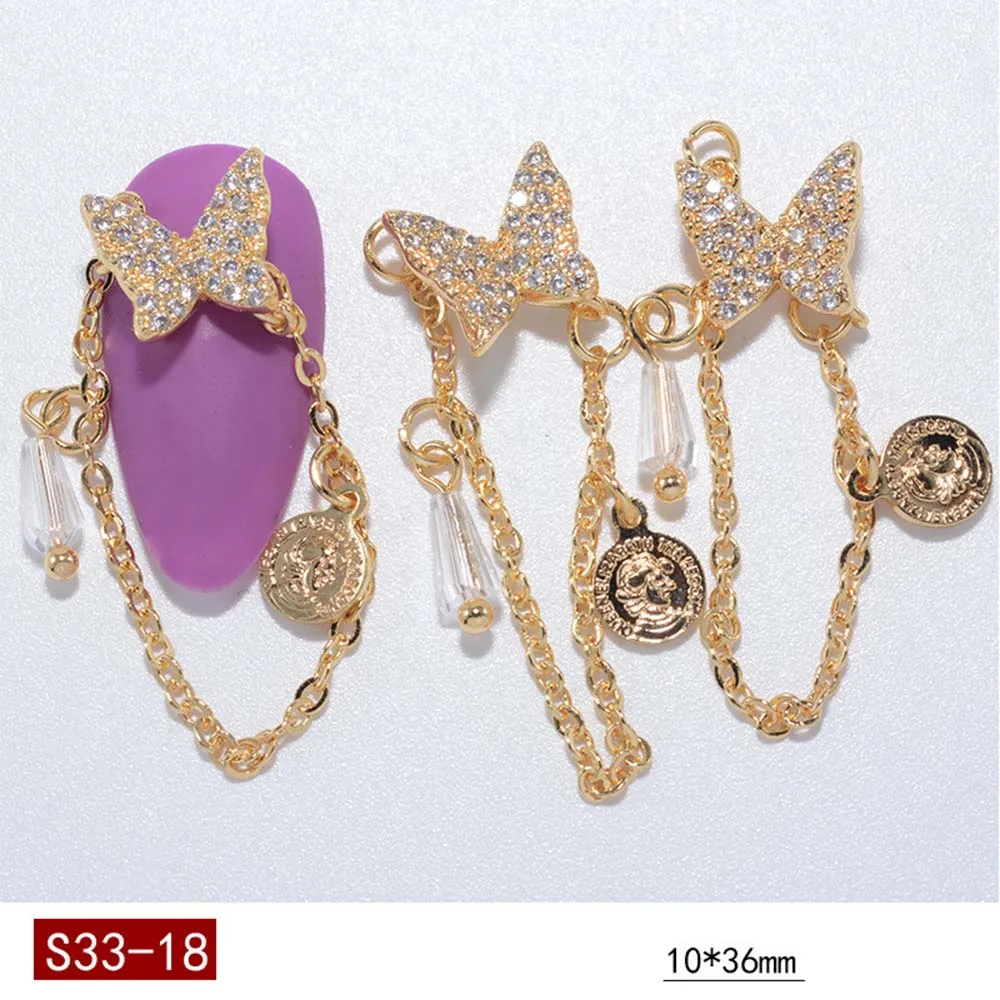 

Маникюрные инструменты в форме сердца, алмазные металлические цирконовые подвески, ювелирные изделия для дизайна ногтей, кулон-цепочка, украшения для дизайна ногтей, стразы для ногтей с бабочками