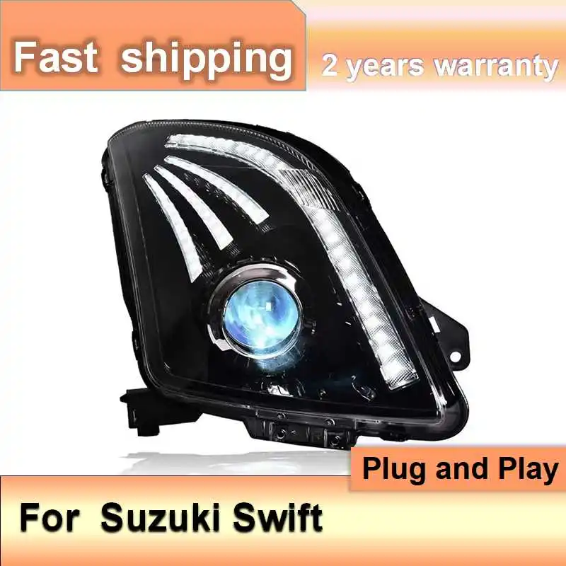 اكسسوارات السيارات لسوزوكي سويفت كشافات 2005-2016 سويفت العلوي DRL بدوره إشارة منخفضة عالية شعاع العارض عدسة