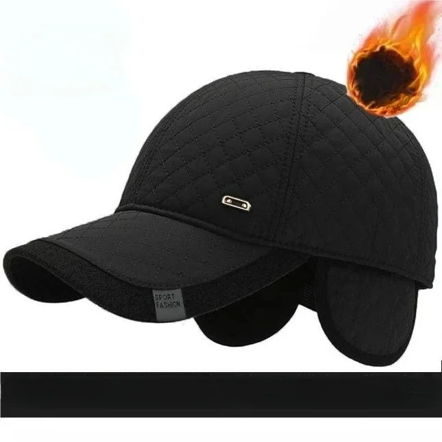 Blended Warm Fleece Ear Protector Cap Fleece Ear Protector Men's Winter Warm Baseball Cap Cap
