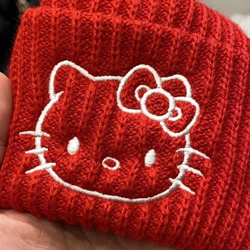 Hello Kitty Solid Color Knitted Beanies Hat Winter Warm Ski Hats Men Women Multicolor Skullies Caps Soft Elastic Cap Women's Hat