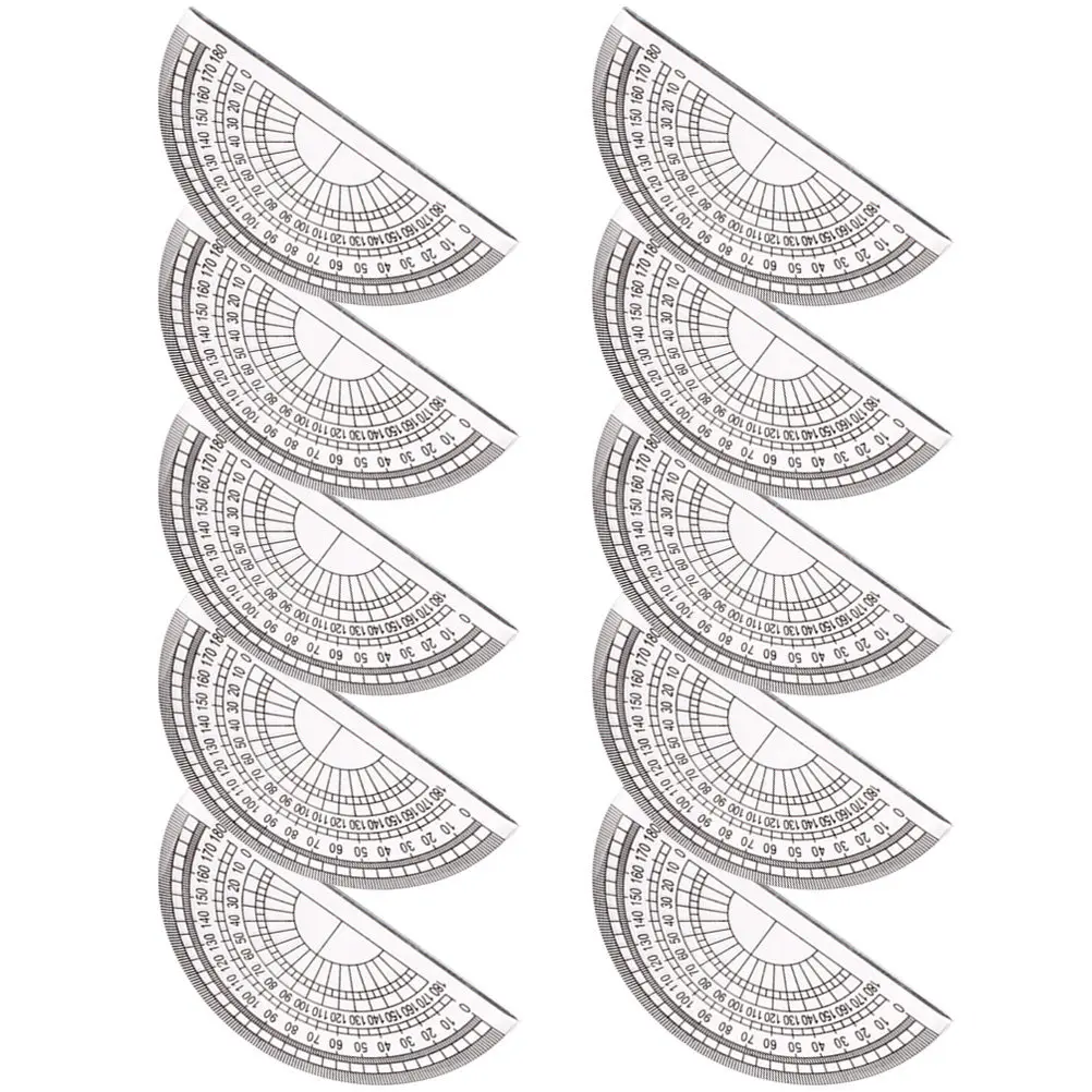 10Pcs Transparent Plastic Protractors Small 180 Degree Protractors for Students Drawing Measuring Tools Plastic Protractor