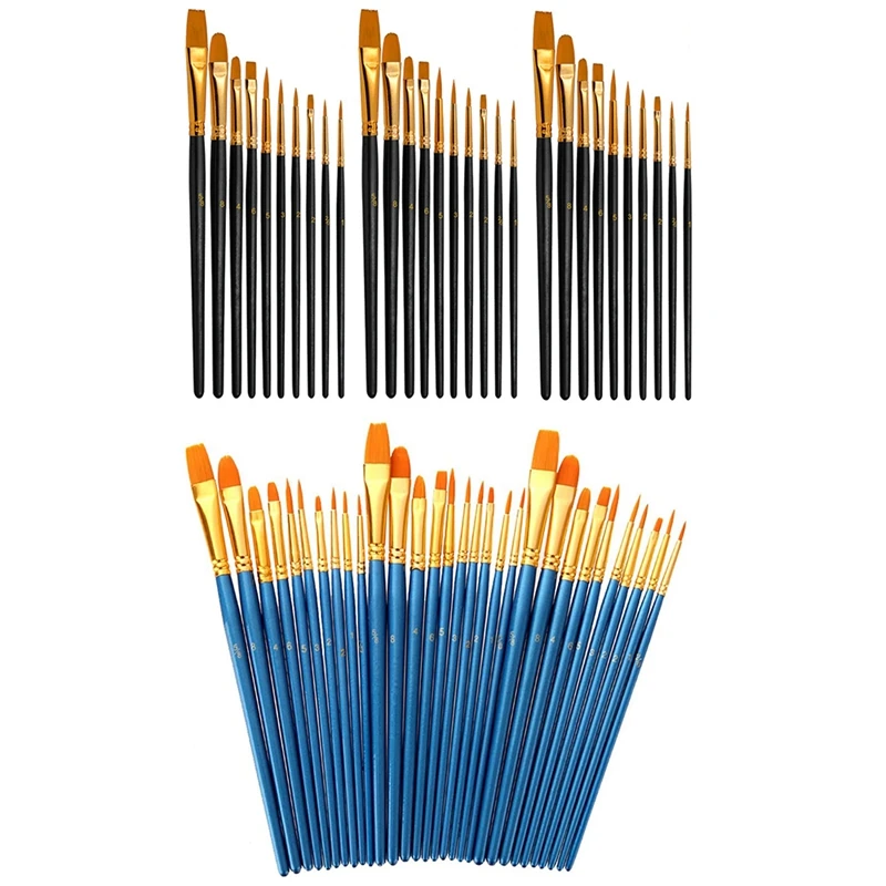 

30 Pcs Paint Brushes Nylon Hair Brush For Acrylic Painting Oil Painting Watercolor Painting Face Painting