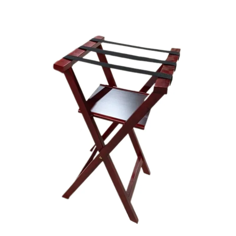 

Hotel B & B tray luggage rack Red oak foldable luggage rack Door storage Plant rack Customized