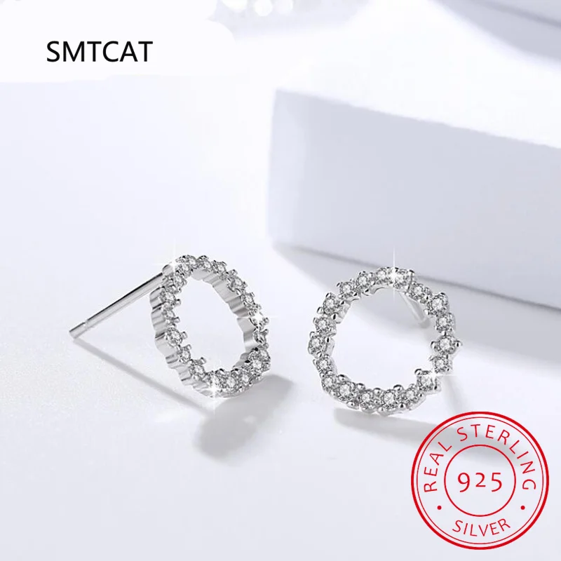 Real 1 Carat D Color Moissanite Hollow Circle Stud Earring For Women Top Quality 925 Sterling Silver Sparkling Wedding Jewelry