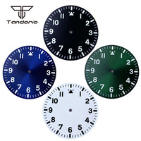 38mm Pilot Watch Dial+Hands Black/Blue/Green/White Color Wristwatch Accessory Arabic Marks Luminous Fit NH35 NH36 ETA2824 PT5000