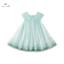 Vestido de princesa de malla para niña, traje de estilo extranjero encantador, dulce, sin mangas, para verano, DB2235622