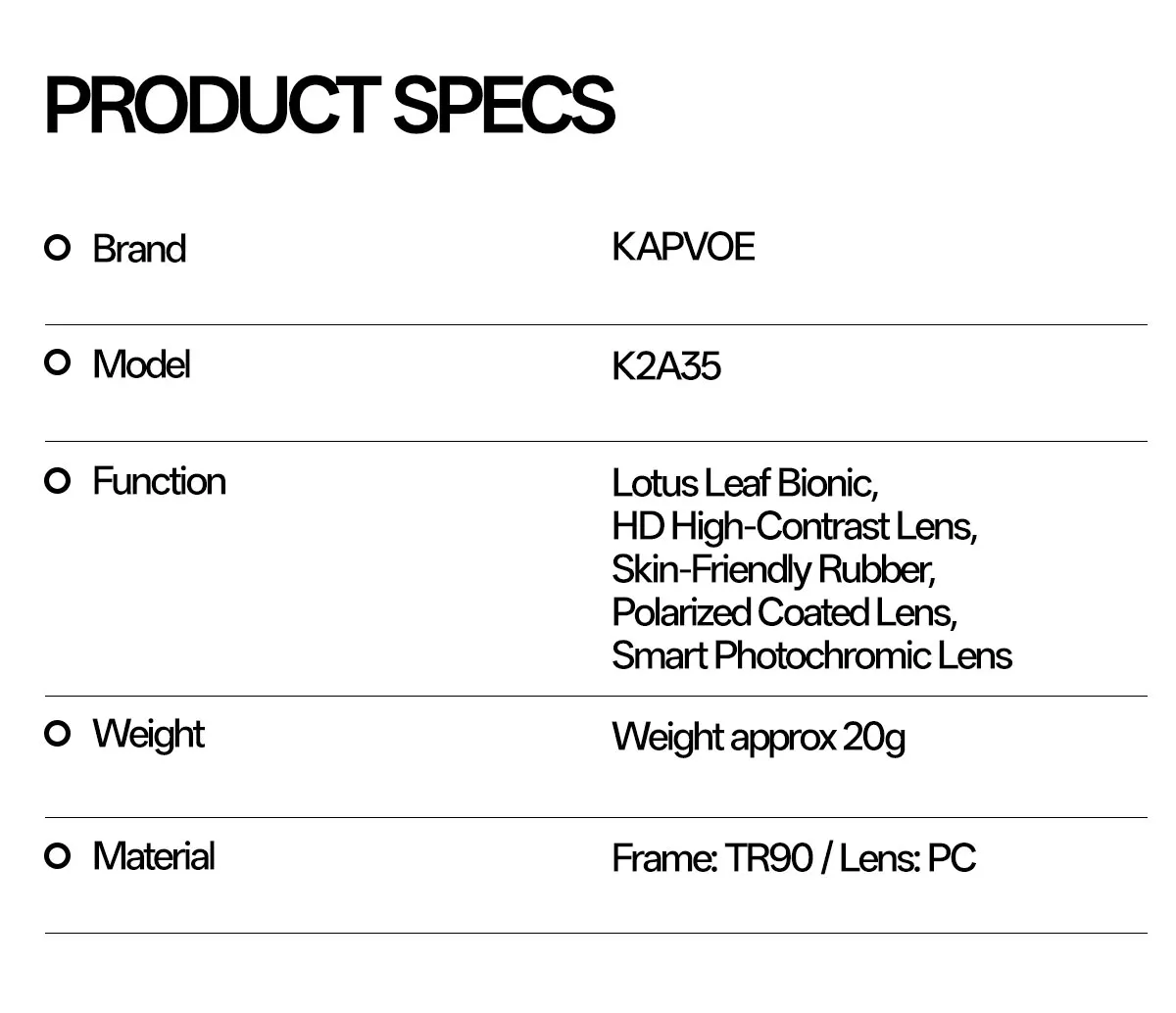 Kapvoe Neue Sport Polarisierte Sonnenbrille Männer Fahren Angeln Golf Im Freien Photochrome Gläser Laufen Frauen Wandern UV400 Brille – Detail 22