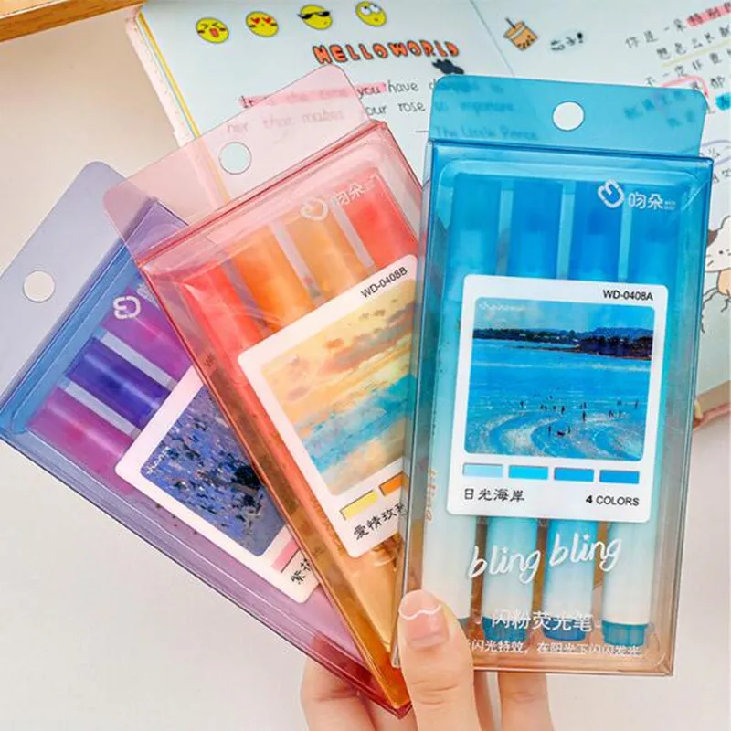

24 pcs/lot Creative Gradient Highlighter Pen Cute Drawing Marker Pens Fluorescent Pen Office School Supplies