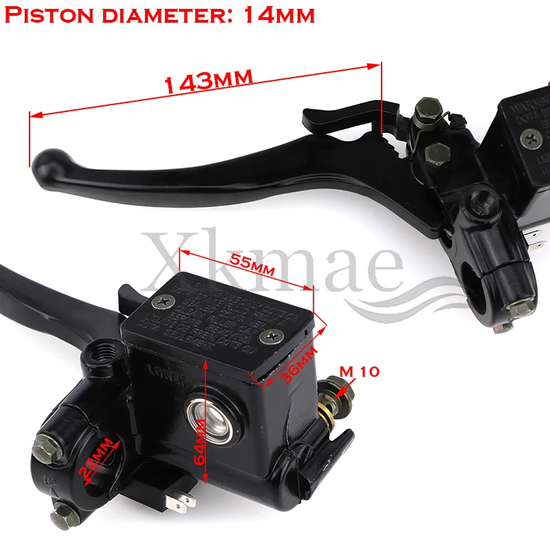 For 150-250cc GY6 ATV Quad Bike Parts 22mm Left /Right Front Master Cylinder Handlebar Hydraulic Brake Lever With Parking Brake