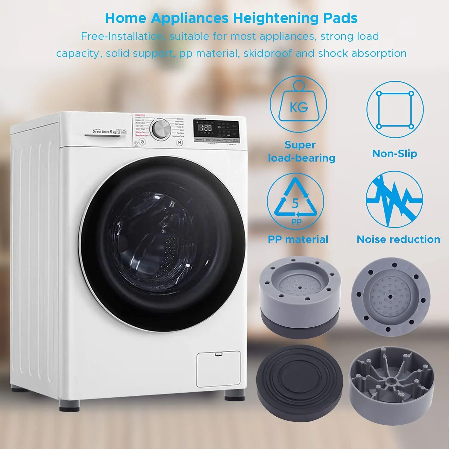 4Pcs Anti Vibration Pads Washing Machine Rubber Feet Legs Mat Anti-vibration Pad Universal Noise-reducing Leg Base for Furniture