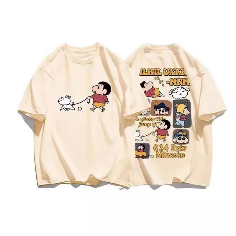 Cartoon Kawaii Cute Crayon Shin-Chans T-Shirt Short Sleeve Round Neck Student Loose Comfortable Couple Style Birthday Girls Gift