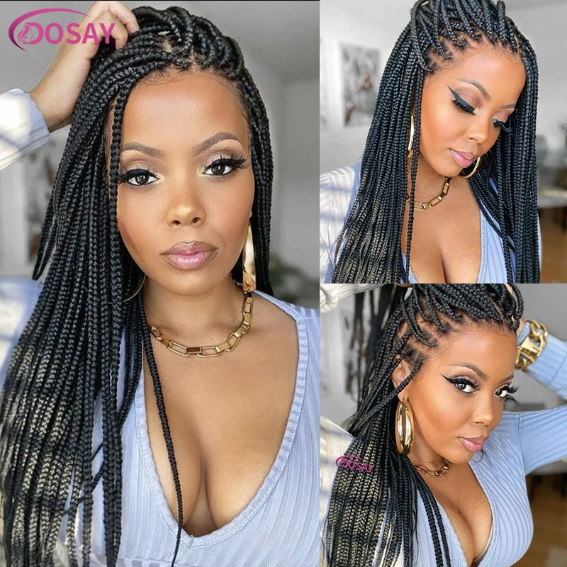 Knoten lose Box geflochtene Perücken synthetische volle Spitze vorne handgemachte Cornrow Zöpfe lange Göttin kleine Teil Box Zöpfe für schwarze Frauen