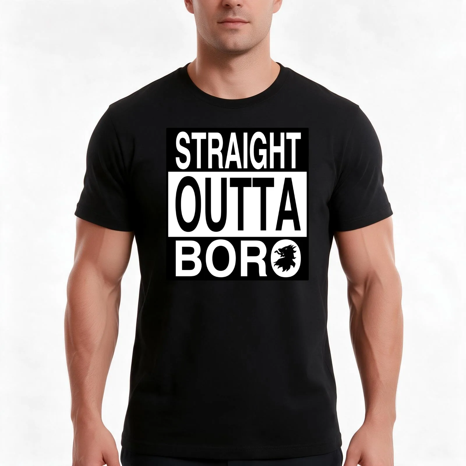 Straight Outta Boro T-Shirt, Summer Casual Cotton Tee, Oversized Streetwear Tops, Vintage Graphic Print, Loose Fit Short Sleeve
