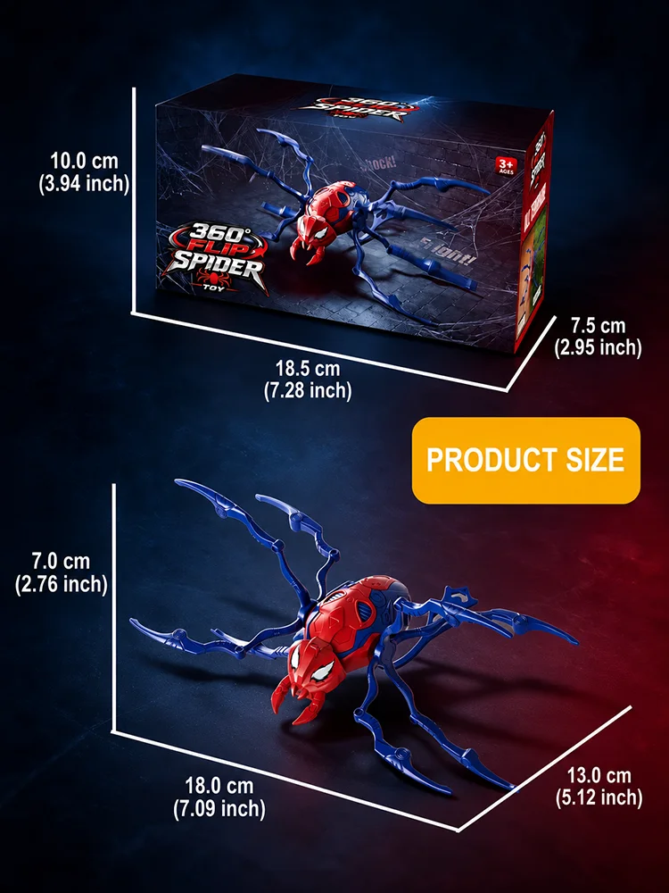 Classic Electric Bionic Crawling Spider Toy 360° Flip Rolling Mechanical Realistic Prank Halloween Party Christmas Kid Toys Gift
