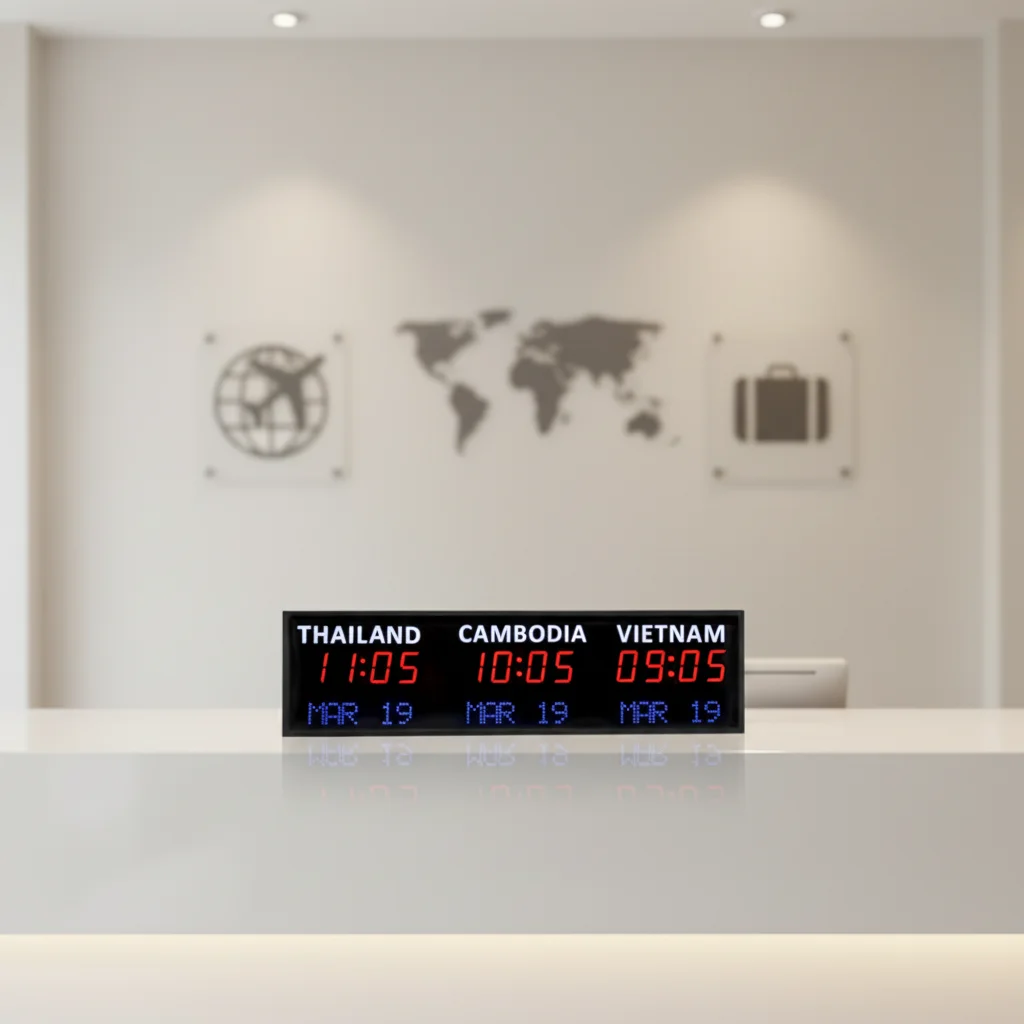 Compact Design  Programmable Led Digital Editable City Name World Wall Clock Time Zone Clock