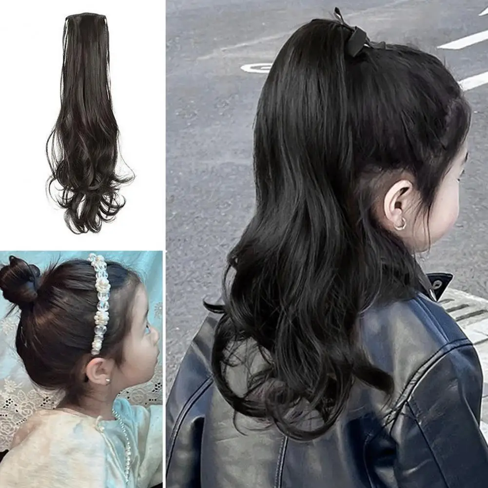 

Накладные волосы с дышащей сеткой и отверстиями, для прически «хвост», из термостойкого волокна, для девочек, средней длины, кудрявые, 90 см