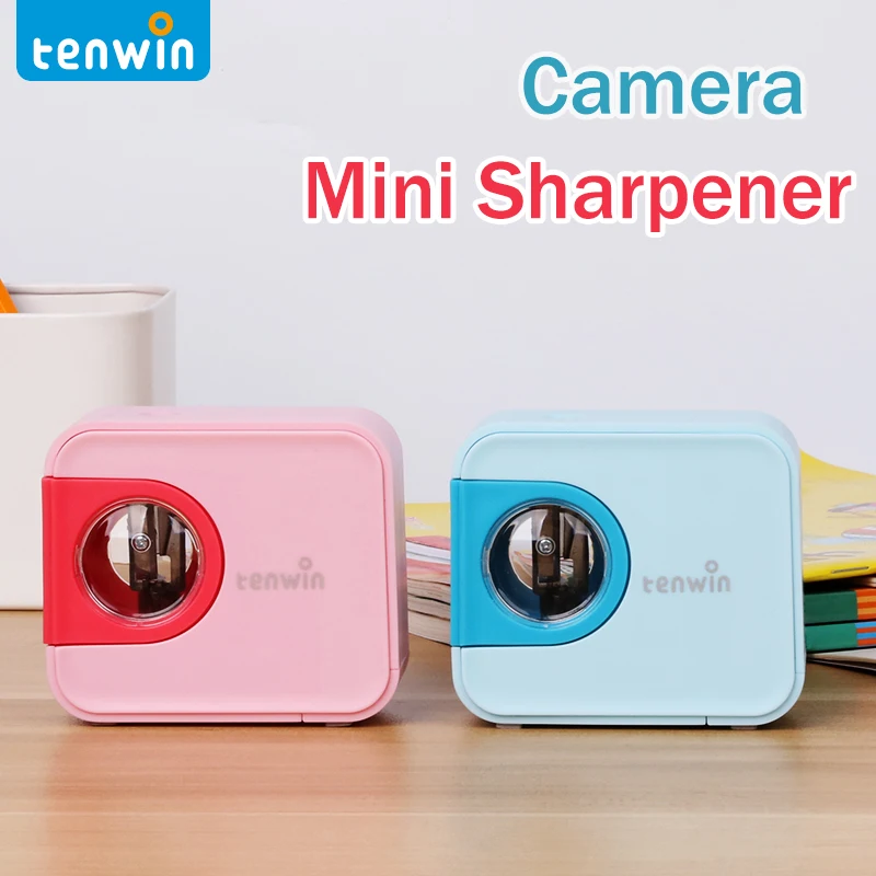 Tenwin New upgrade Electric Pencil Sharpener Tungsten steel blade cartoon camera pencil sharpener school stationery for students