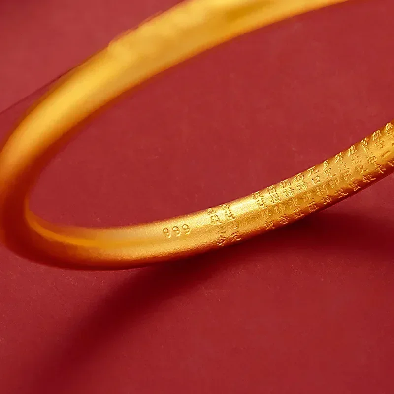 

9999 Real Gold 24K Lotus Six-character Bead Mantra Bracelet, Engraved Heart Sutra Ancient Heritage Bracelet Female