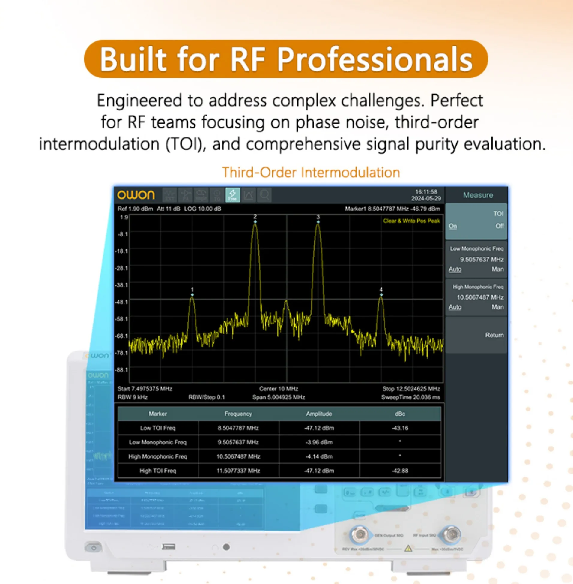 OWON XSA1015P-TG XSA1032P-TG Spektrumanalysator 9KHz-3,2GHz 1Hz Auflösung Multi-Touchscreen EMC USB LAN HDMI Tracking Generator – Detail 8