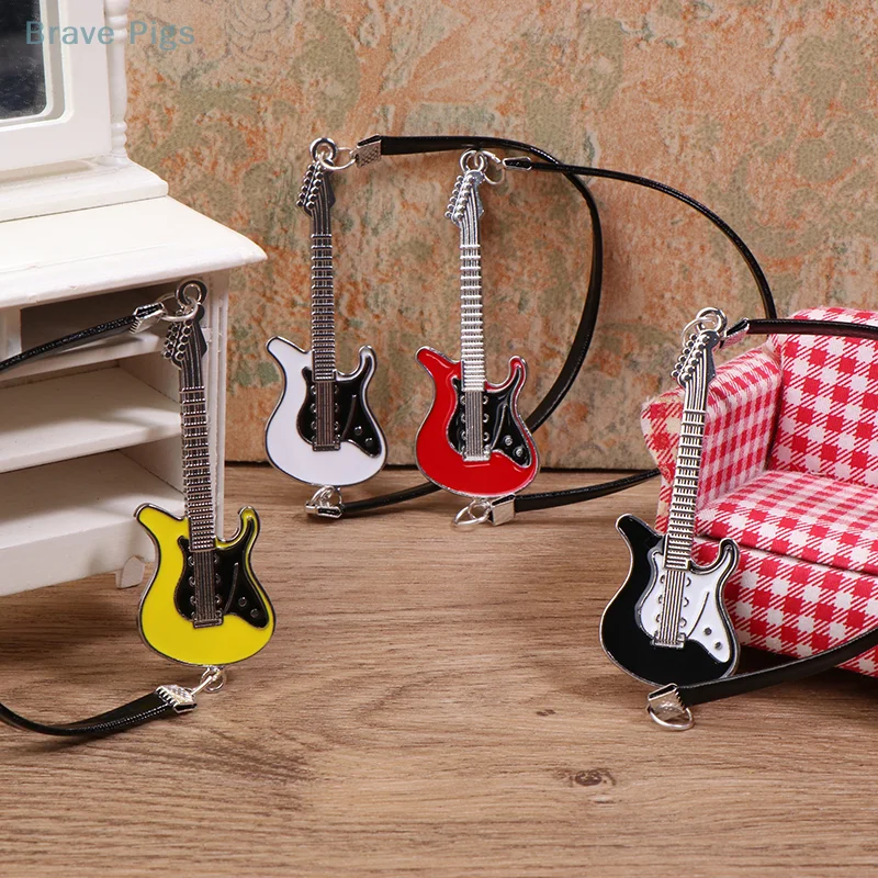 1Pcs Miniature Guitar Model Musical Instruments Ornament Doll Micro Scene Construction Props 1:12 Dollhouse