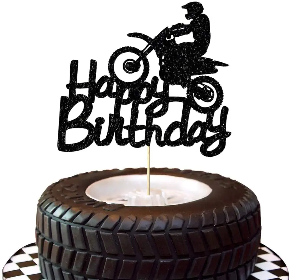 Motocross-Geburtstagsparty-Dekoration, Kuchen-Cupcake-Topper, Motorrad-Banner, Kuchendekoration für Geburtstagsparty-Zubehör für Männer oder Jungen – Detail 6