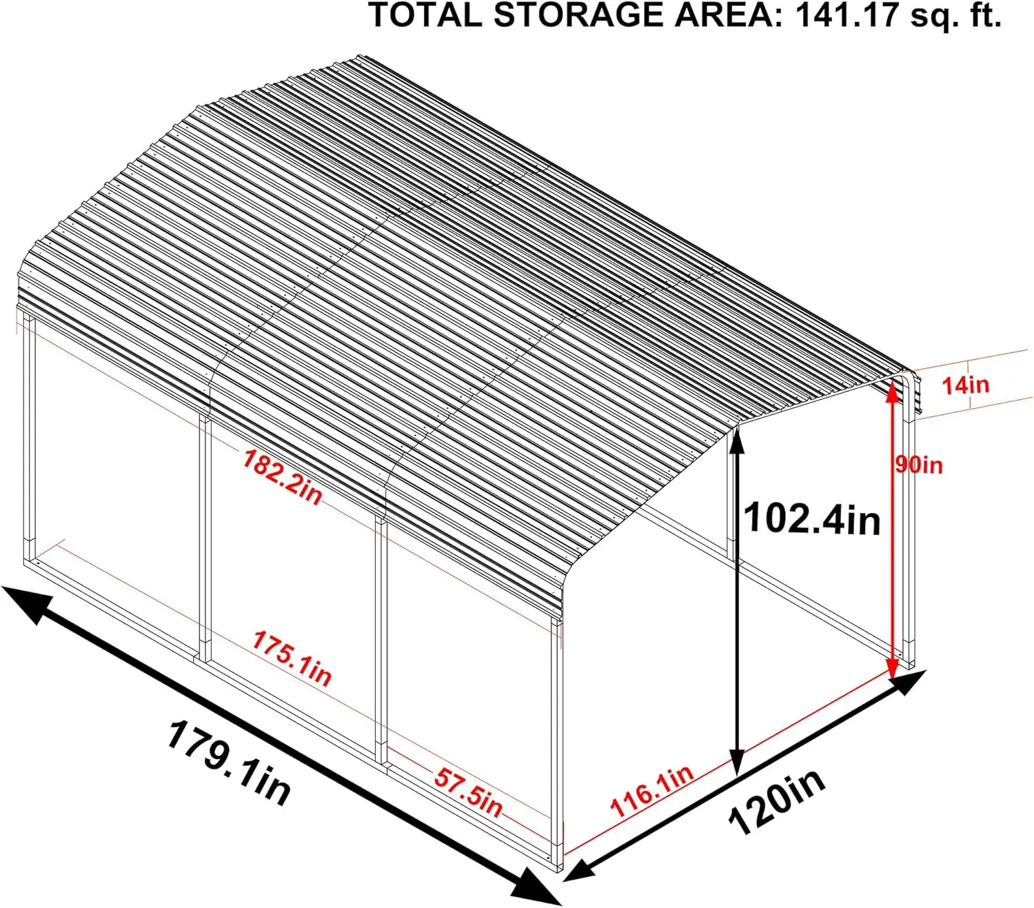 Mupater 10 X 15 Ft Metal Carport, Outdoor Heavy Duty, Garage Car Shelter Shade With Metal Roof, Frame And Bolts For Car, Truck