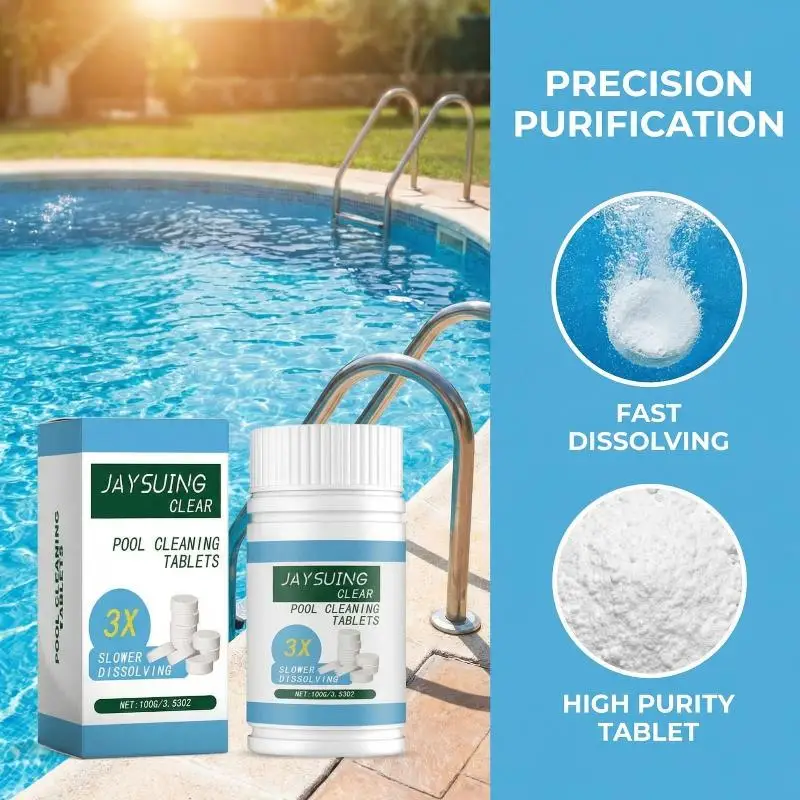 100g Purify Water Disinfection Chlorine Pills Multi-Effect Pool Cleaning  Algae Removal Effervescent Tablets