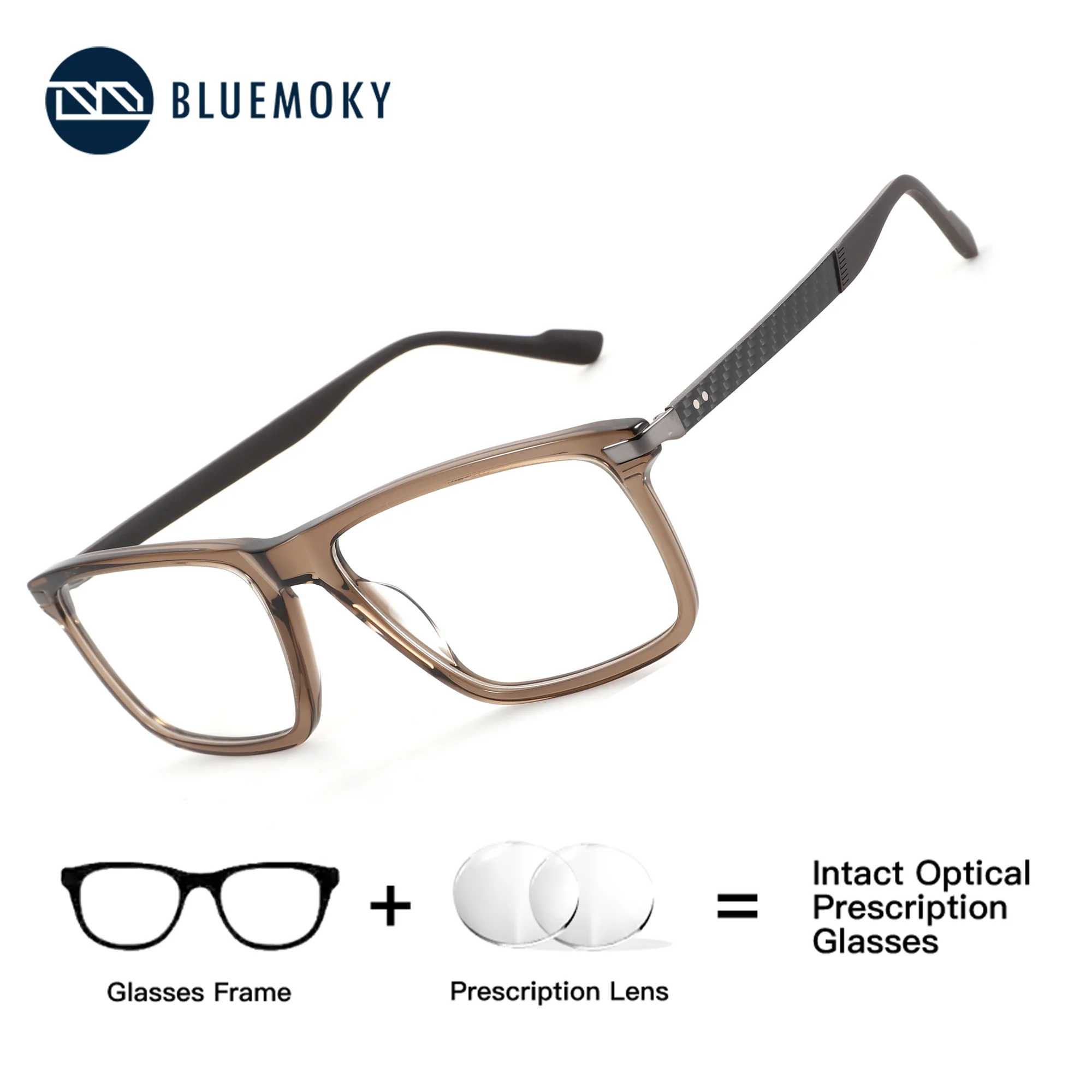 

BLUEMOKY Acetate Rectangle Prescription Computer Glasses with Blue Light Filter Correction Vision Men's Myopia Eyeglasses