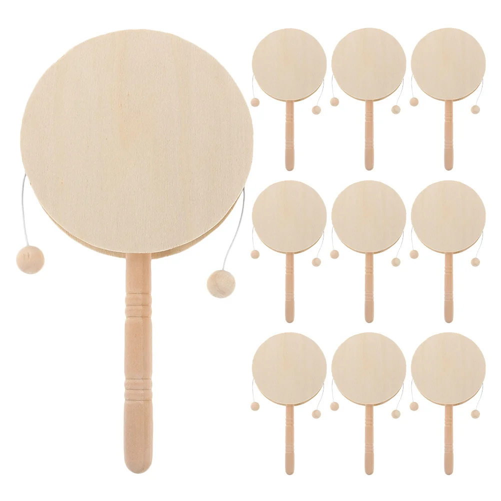 

10Pcs Children's Creative DIY Wooden Rattle Drum Unfinished Blank Wood Maracas for Preschool Art Projects Educational Hand