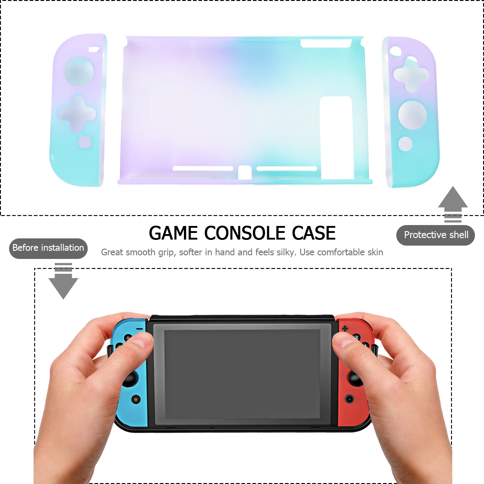 

Game Machine Gradient Protective Case Lightweight Hard Plastic Shell Slim Design Shockproof Grip for Game Console