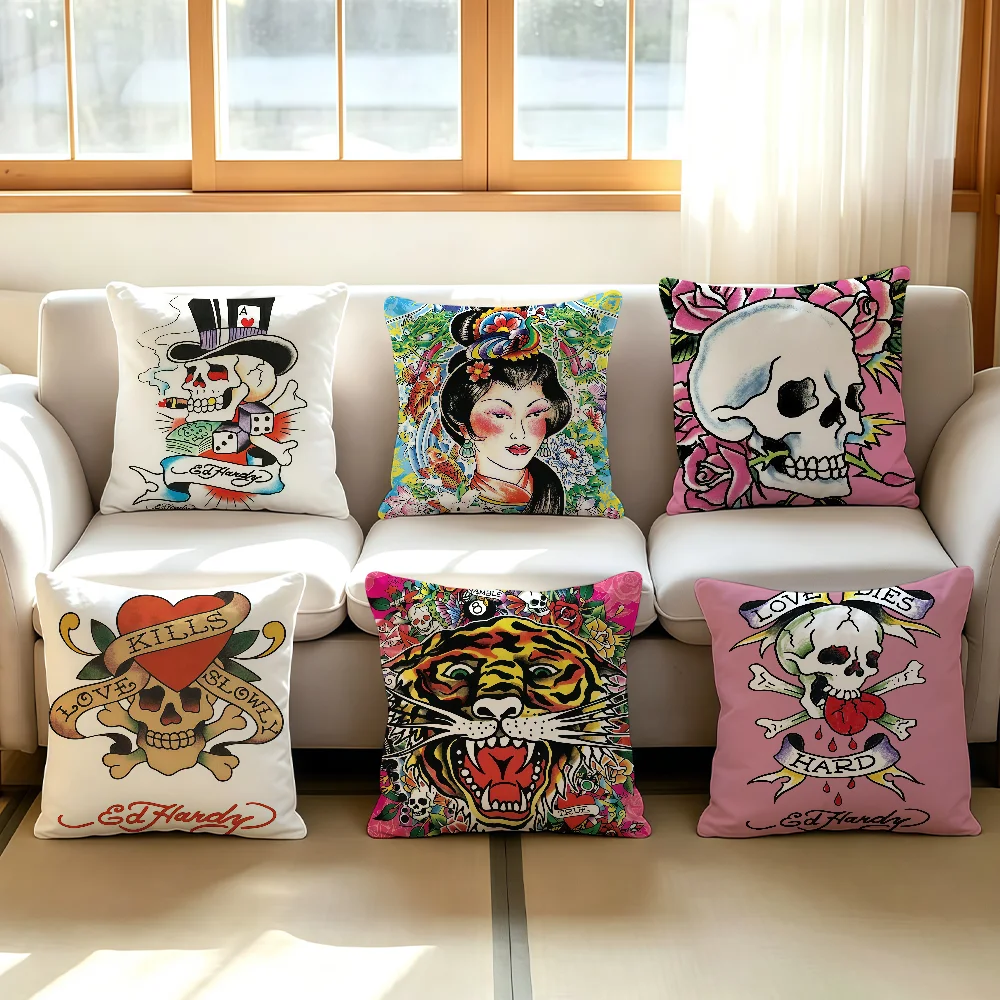 Fashion print E-Ed H-Hardy cushion cover Comfortable Decorative For Bedroom Living room Dormitory Picnic and Holiday Decoration