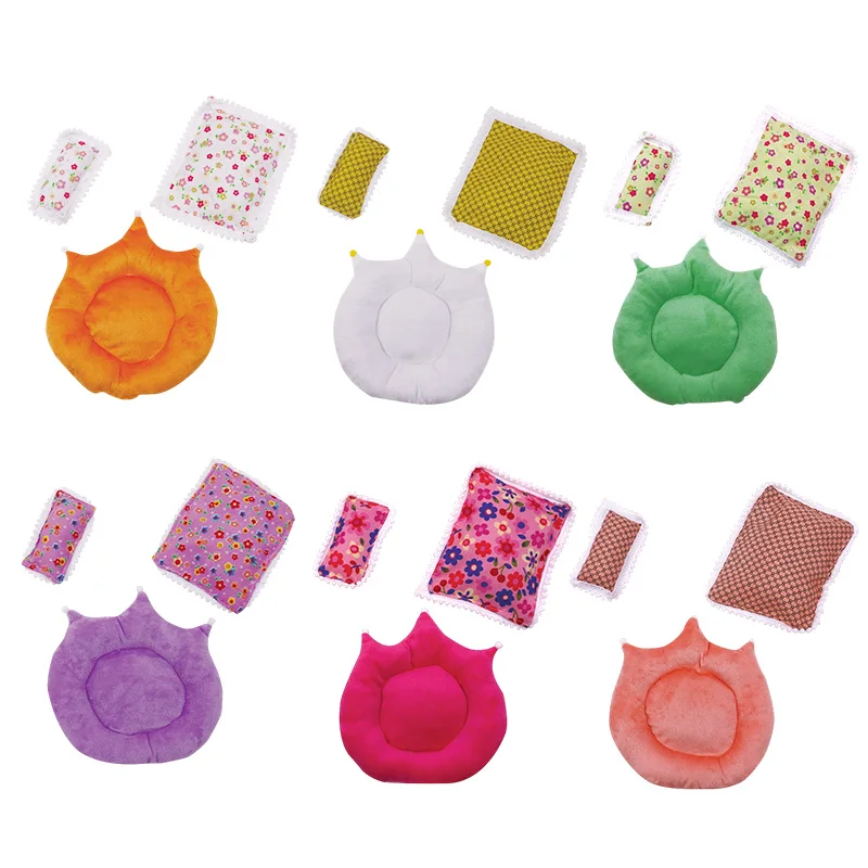 Kawaii Labubu Puppe Mini Schlafsack Bett mit Kissen süße Puppenhaus Dekoration Ornament Cartoon Mädchen Puppe Spielzeug Zubehör