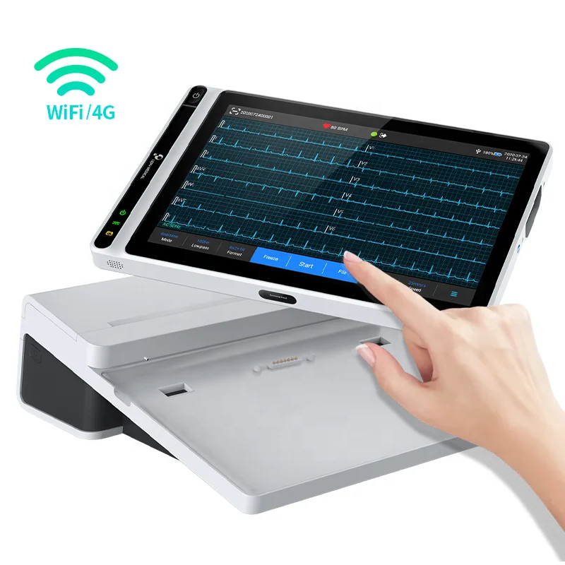 

Premium Quality Touch Screen 12 18 Lead Electrocardiograph Hand Held WIFI Wireless ECG EKG Machine with AI-ECG Platform