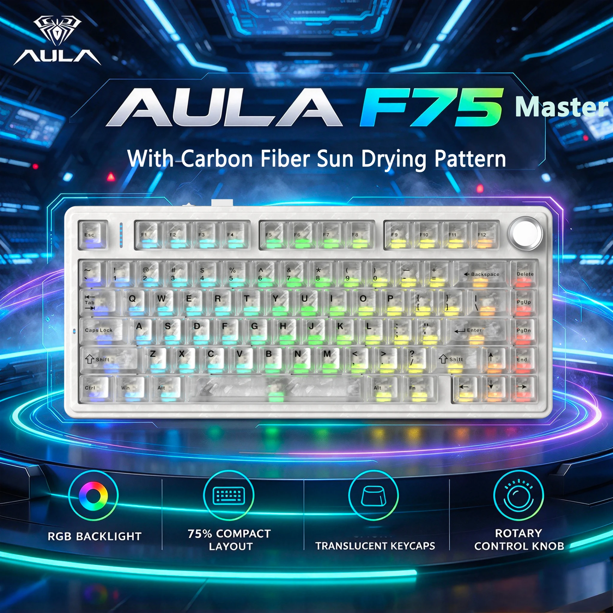 Gaming Keyboard No Rgb - Tastiera meccanica AULA F75 Master, layout