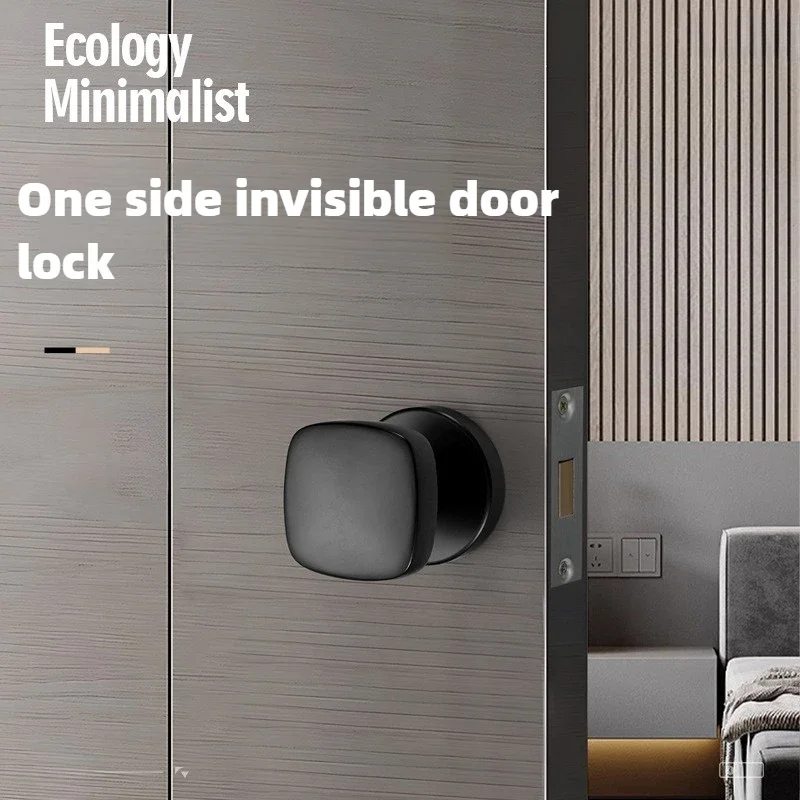 

Invisible Door Lock Indoor Bedroom Door Wooden Door Ball Knob Single-sided Invisible Lock Keyless Black Grey