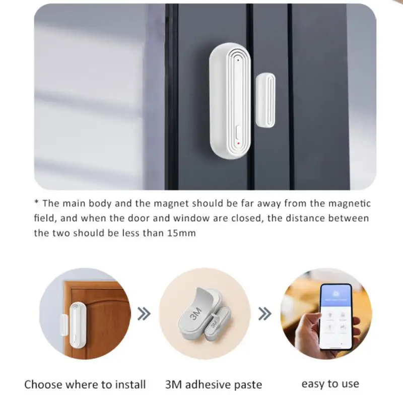 Tuya WiFi Smart Door Window Alarm Sensor Open Closed Detectors 90dB Siren Smart Life APP Reminder Work with Alexa Google Home